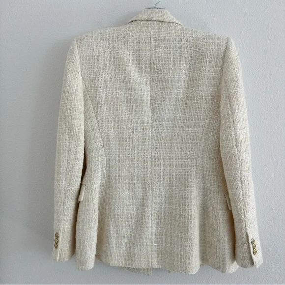 Zara Cream Tweed Double-Breasted Blazer Blogger Favorite Size: S - Picture 14 of 16